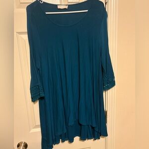Altar'd State Teal Tunic with Lace Accents